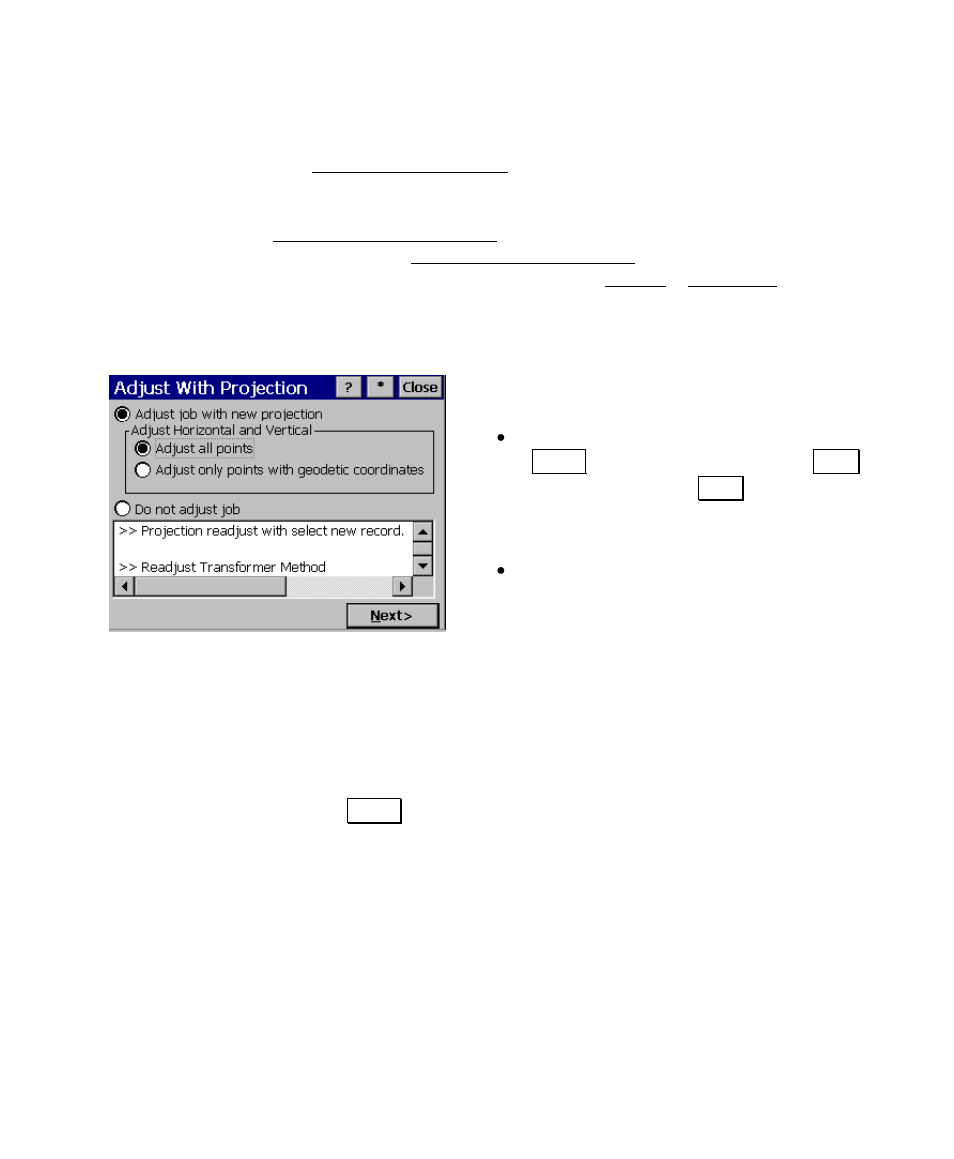 Adjust with projection – prompt adjust | Spectra Precision Survey Pro v4.6 Ranger User Manual User Manual | Page 299 / 337