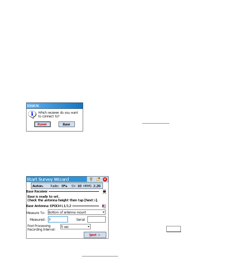 Basic gps start survey, Start survey – connect to base and rover, Set up base | Spectra Precision Survey Pro v4.6 Ranger User Manual User Manual | Page 321 / 337