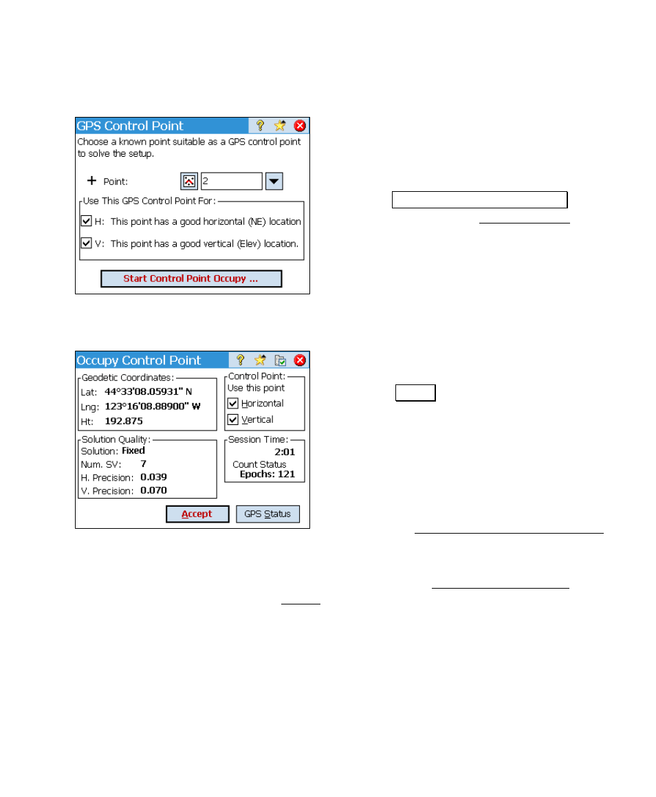 Collect control – screen 1, Collect control – screen 2 | Spectra Precision Survey Pro v4.6 Ranger User Manual User Manual | Page 327 / 337