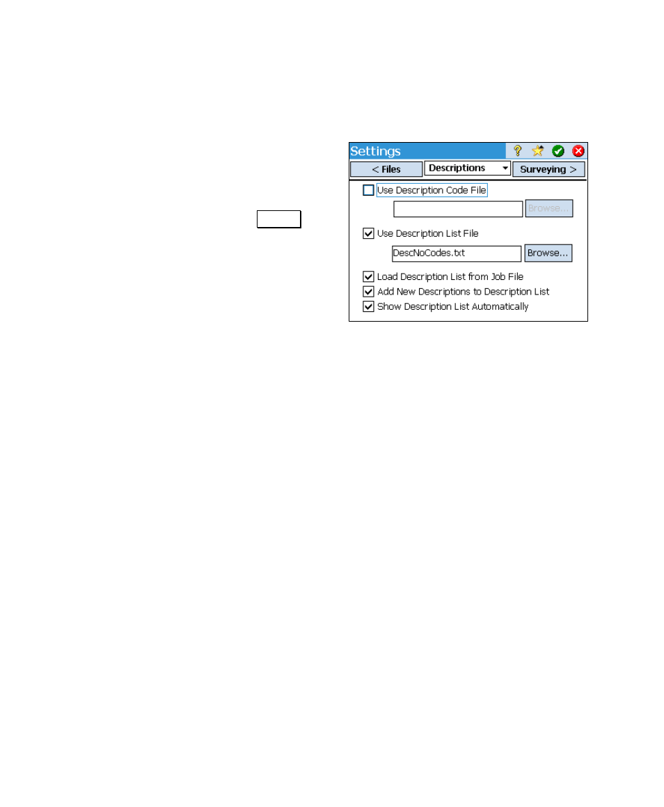 Opening a description file | Spectra Precision Survey Pro v4.6 Ranger User Manual User Manual | Page 46 / 337