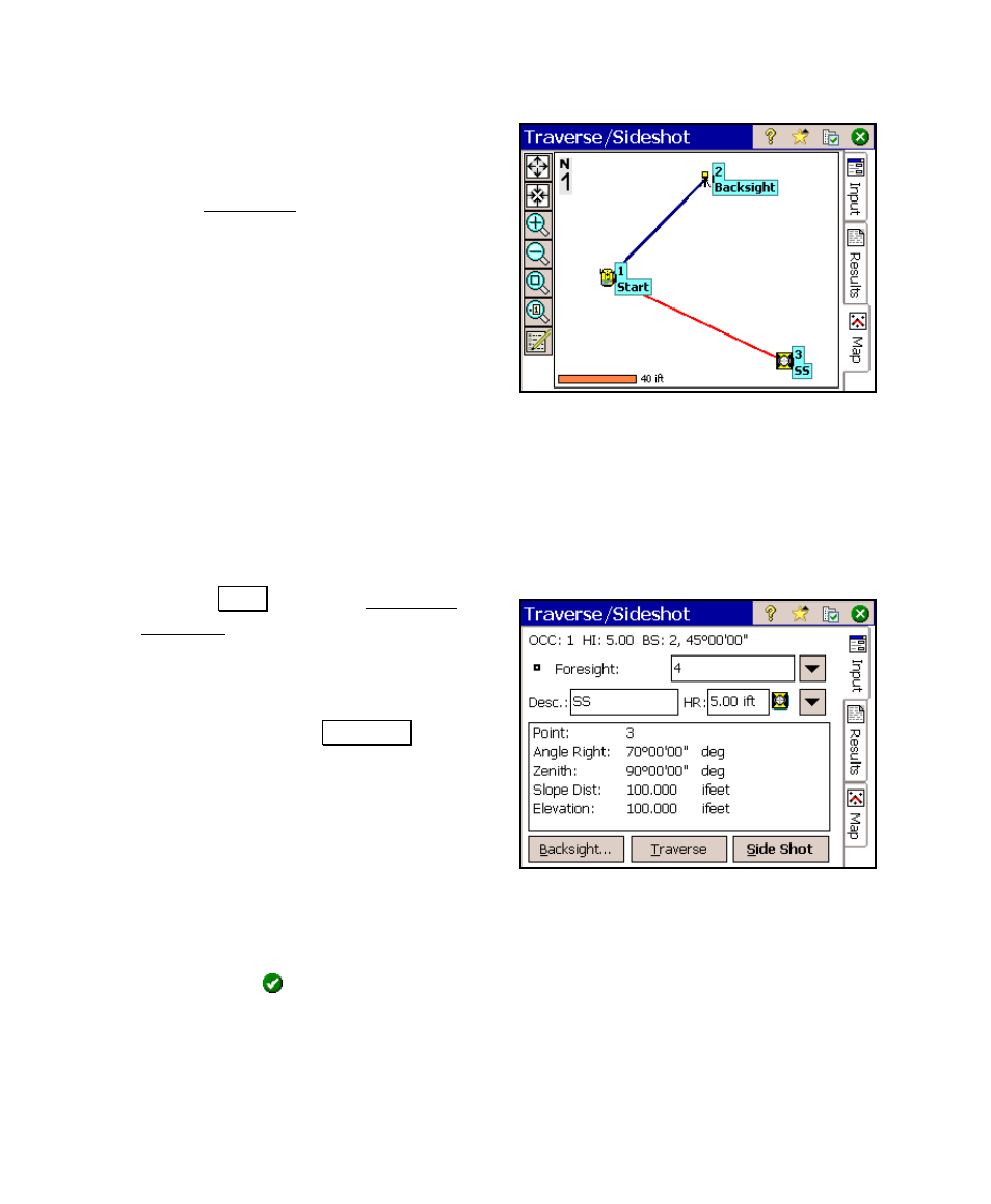 Performing a traverse shot | Spectra Precision Survey Pro v4.6 Ranger User Manual User Manual | Page 72 / 337