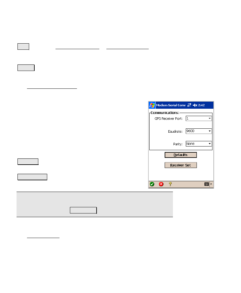 E r-105), 106), w, Modem serial comms screen | Radio settings screen | Spectra Precision Survey Pro v4.6 Recon-Nomad Reference Manual User Manual | Page 114 / 481