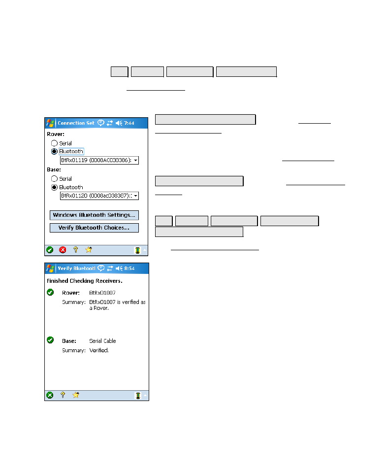 Change settings, Verify bluetooth choices | Spectra Precision Survey Pro v4.6 Recon-Nomad Reference Manual User Manual | Page 125 / 481