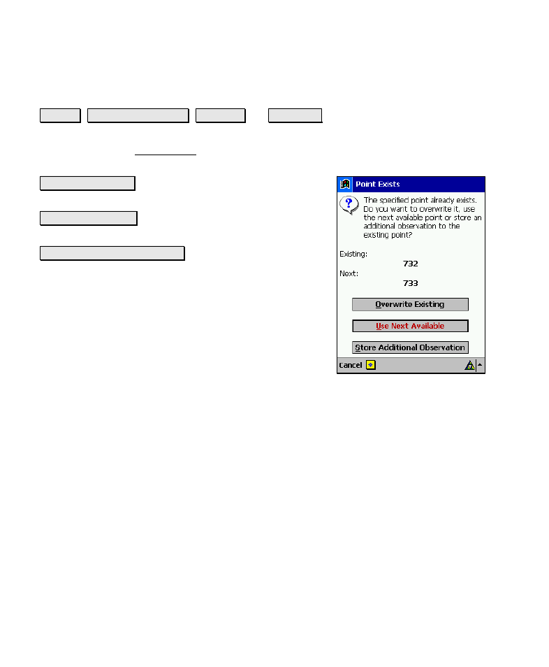 Point exists | Spectra Precision Survey Pro v4.6 Recon-Nomad Reference Manual User Manual | Page 142 / 481