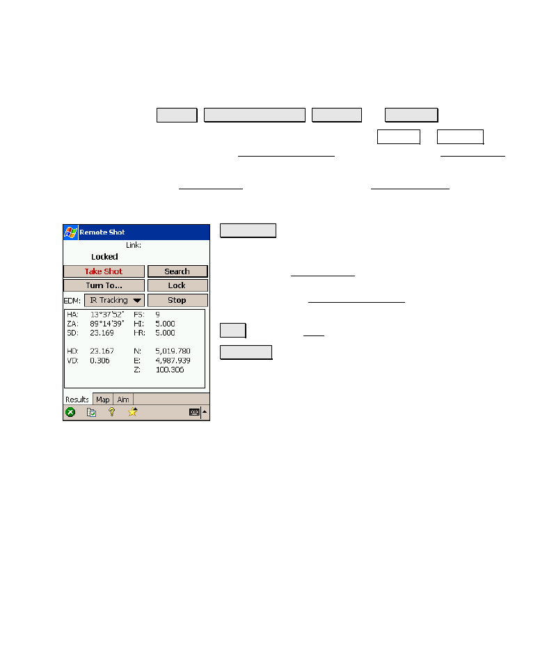 Remote shot (remote mode) | Spectra Precision Survey Pro v4.6 Recon-Nomad Reference Manual User Manual | Page 143 / 481