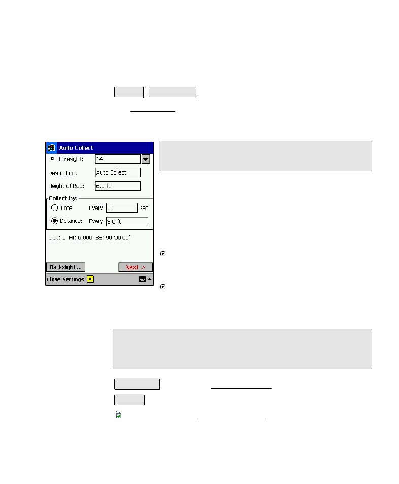 Auto collect | Spectra Precision Survey Pro v4.6 Recon-Nomad Reference Manual User Manual | Page 151 / 481