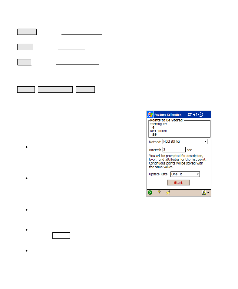 Feature collection screen | Spectra Precision Survey Pro v4.6 Recon-Nomad Reference Manual User Manual | Page 206 / 481