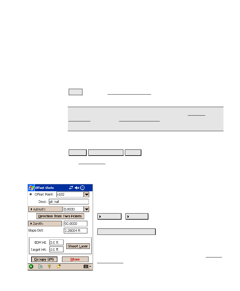 Offset shots | Spectra Precision Survey Pro v4.6 Recon-Nomad Reference Manual User Manual | Page 207 / 481