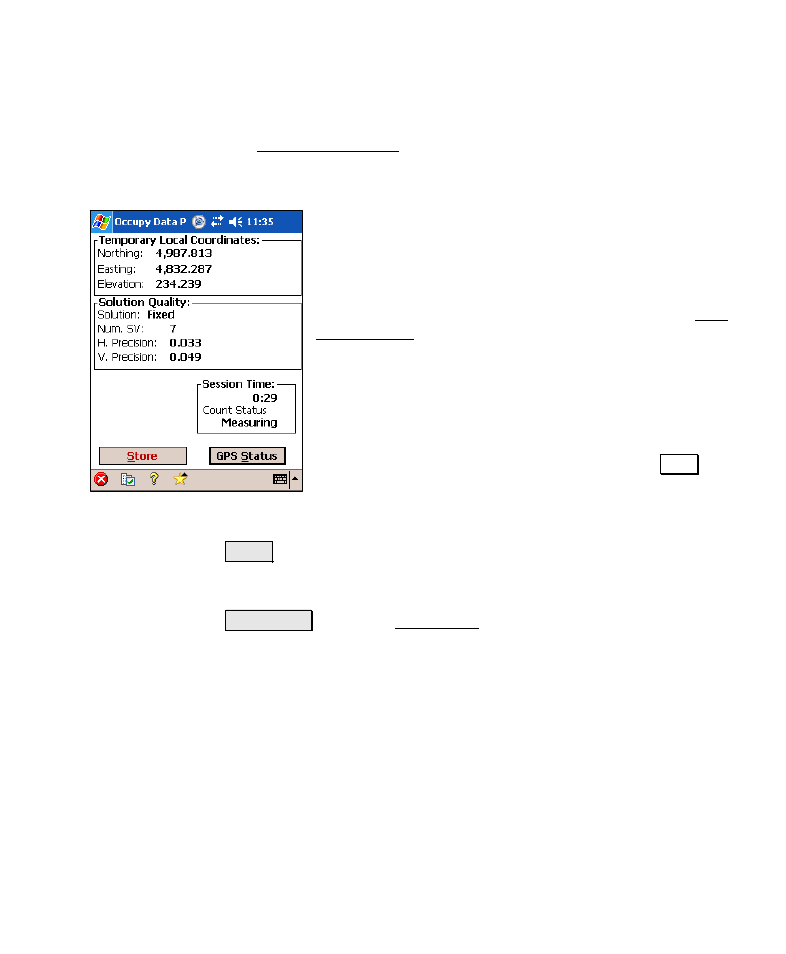 Occupy data points screen | Spectra Precision Survey Pro v4.6 Recon-Nomad Reference Manual User Manual | Page 209 / 481