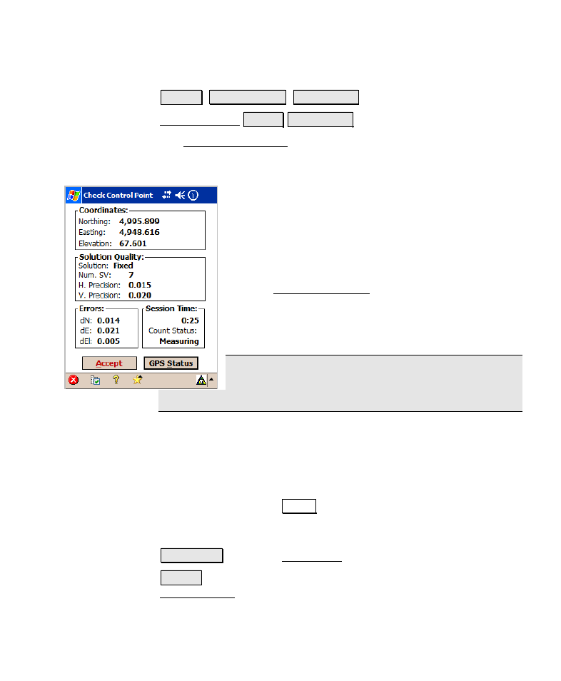 Check control point screen | Spectra Precision Survey Pro v4.6 Recon-Nomad Reference Manual User Manual | Page 211 / 481