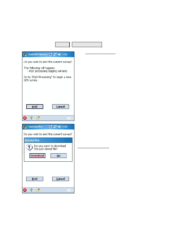 End gps survey | Spectra Precision Survey Pro v4.6 Recon-Nomad Reference Manual User Manual | Page 217 / 481