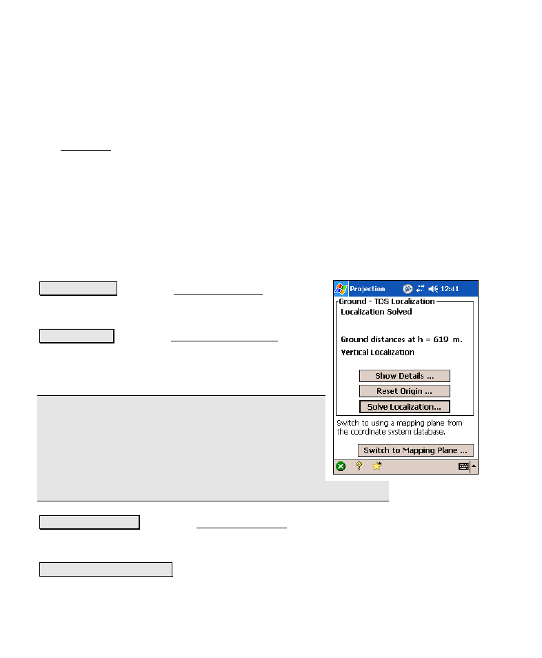 Projection – tds localization mode | Spectra Precision Survey Pro v4.6 Recon-Nomad Reference Manual User Manual | Page 220 / 481