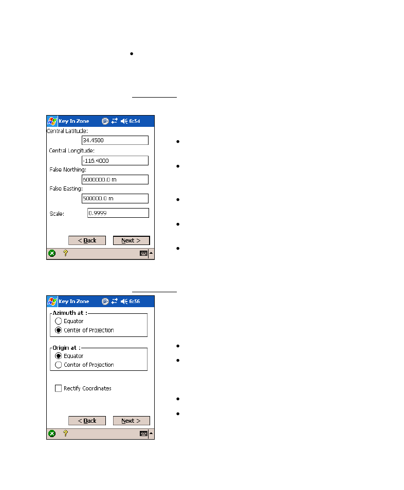 Key in zone - mapping plane parameters, Key in zone – oblique mercator settings | Spectra Precision Survey Pro v4.6 Recon-Nomad Reference Manual User Manual | Page 235 / 481