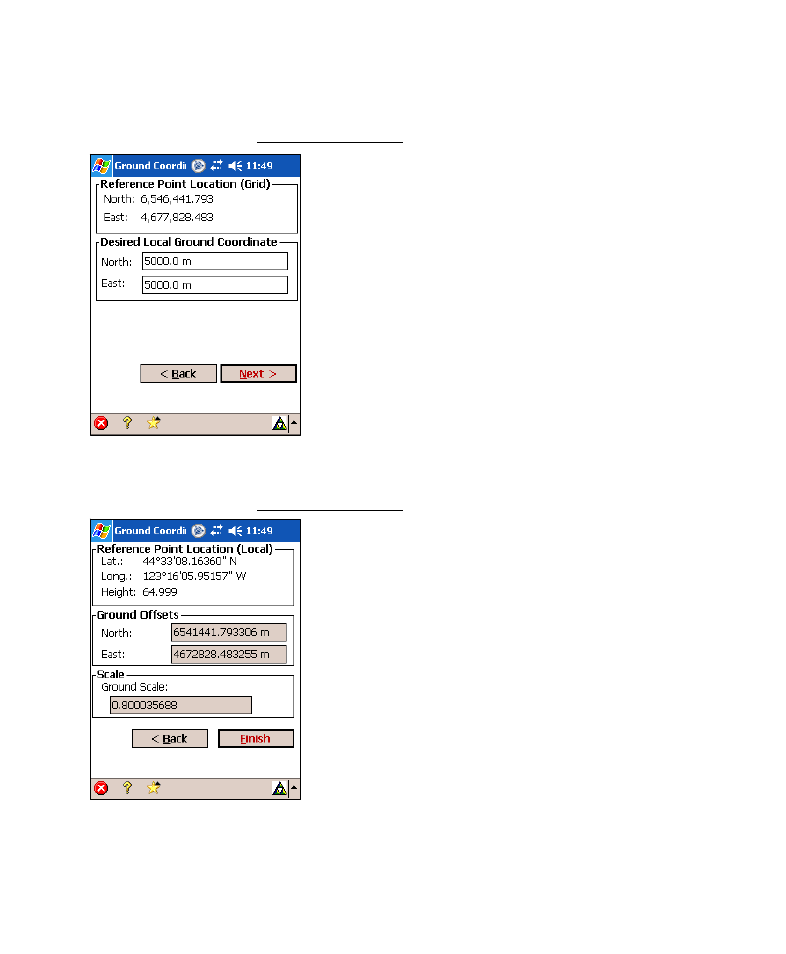Ground coordinates - location, Ground coordinates - results | Spectra Precision Survey Pro v4.6 Recon-Nomad Reference Manual User Manual | Page 241 / 481