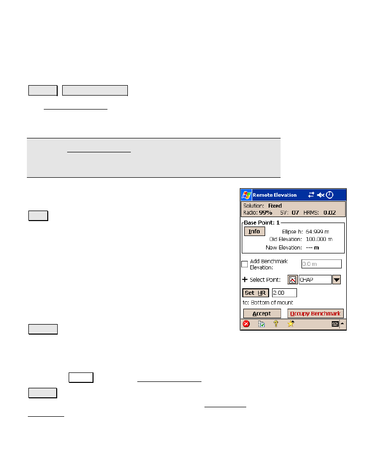 Remote elevation | Spectra Precision Survey Pro v4.6 Recon-Nomad Reference Manual User Manual | Page 242 / 481