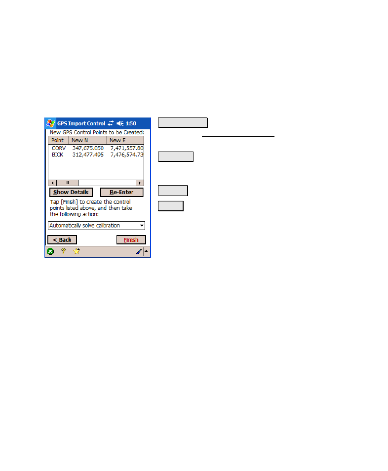 Multiple point results, Finish | Spectra Precision Survey Pro v4.6 Recon-Nomad Reference Manual User Manual | Page 247 / 481