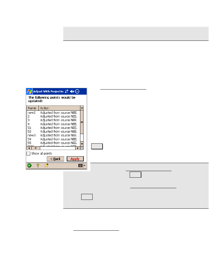 Adjust with projection – results, Adjust with projection – adjust more | Spectra Precision Survey Pro v4.6 Recon-Nomad Reference Manual User Manual | Page 253 / 481