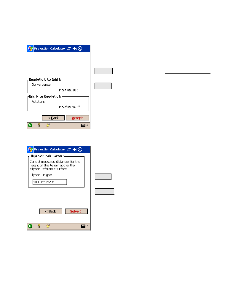 Projection calculator – rotation, Projection calculator – scale – height correction | Spectra Precision Survey Pro v4.6 Recon-Nomad Reference Manual User Manual | Page 255 / 481