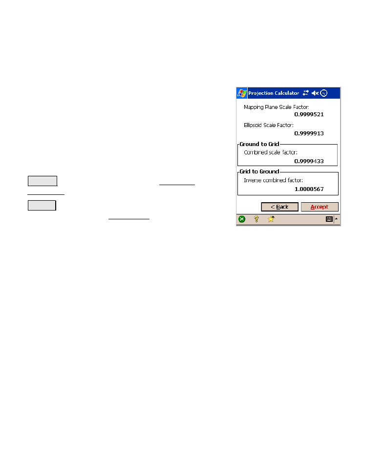 Projection calculator – scale | Spectra Precision Survey Pro v4.6 Recon-Nomad Reference Manual User Manual | Page 256 / 481