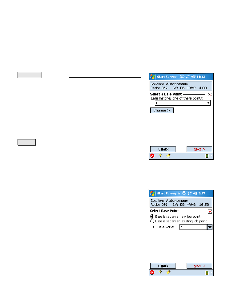 Start survey – more than one matching base point, Start survey – no matching base point | Spectra Precision Survey Pro v4.6 Recon-Nomad Reference Manual User Manual | Page 262 / 481