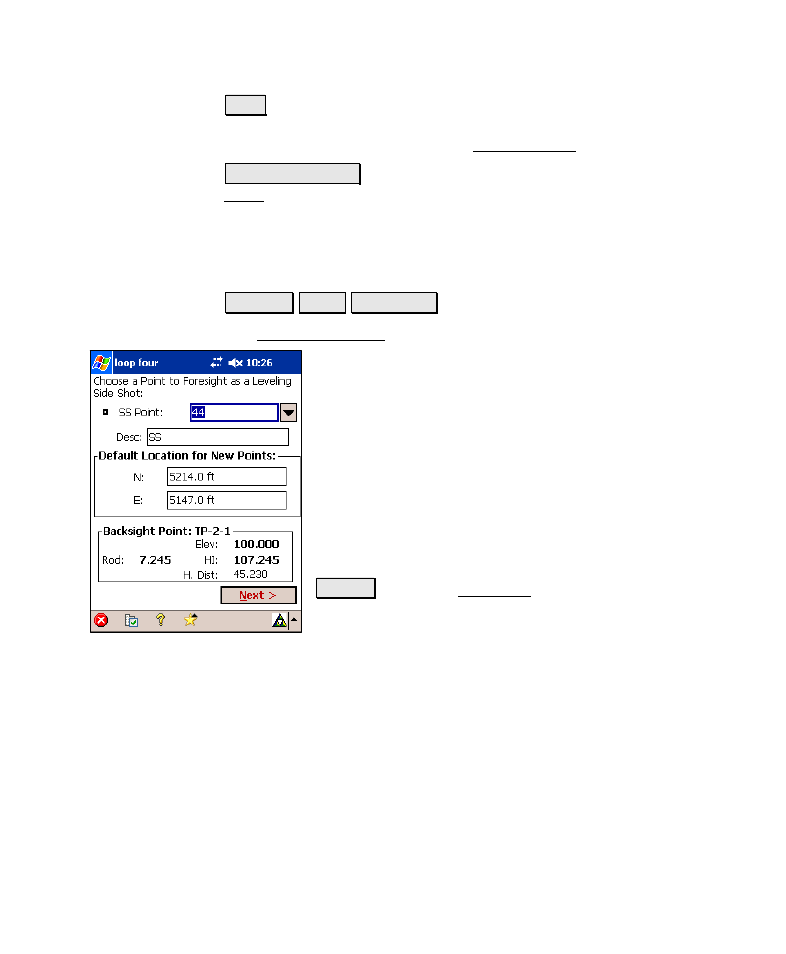 Leveling side shot | Spectra Precision Survey Pro v4.6 Recon-Nomad Reference Manual User Manual | Page 279 / 481
