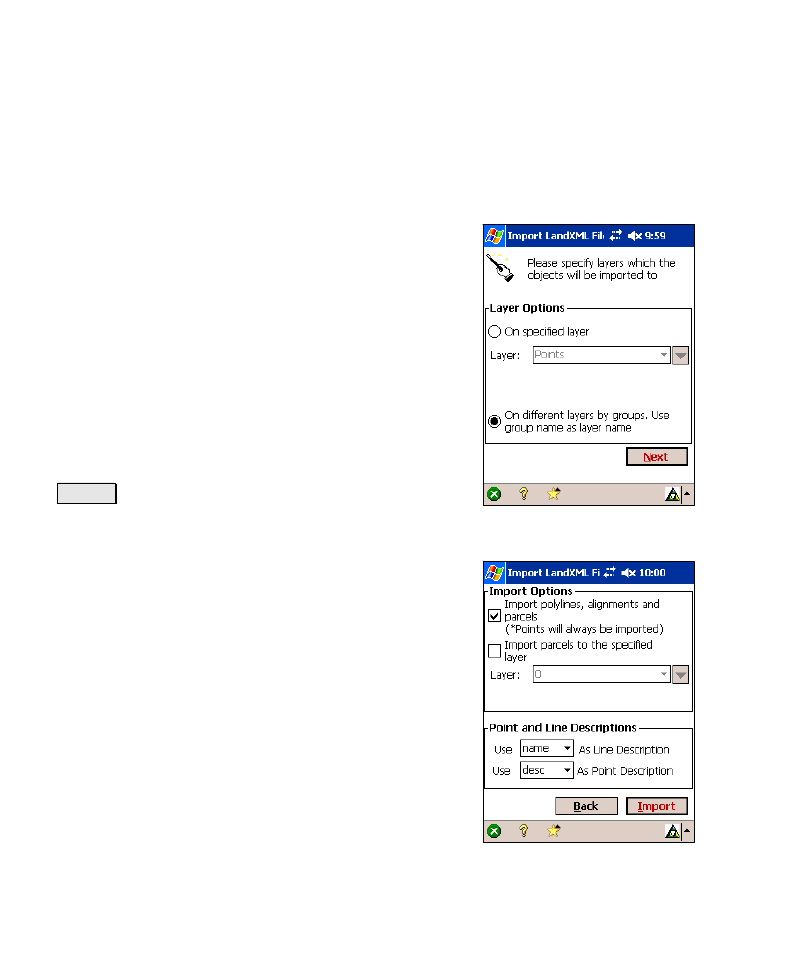 Import landxml coordinates | Spectra Precision Survey Pro v4.6 Recon-Nomad Reference Manual User Manual | Page 28 / 481