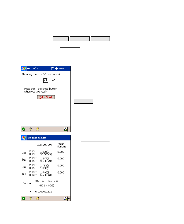 2 peg shots, Peg test results | Spectra Precision Survey Pro v4.6 Recon-Nomad Reference Manual User Manual | Page 283 / 481