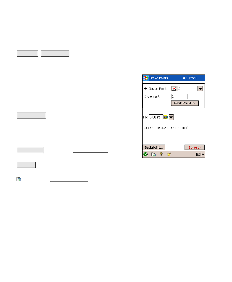 Stake points, Stake points – screen two | Spectra Precision Survey Pro v4.6 Recon-Nomad Reference Manual User Manual | Page 288 / 481