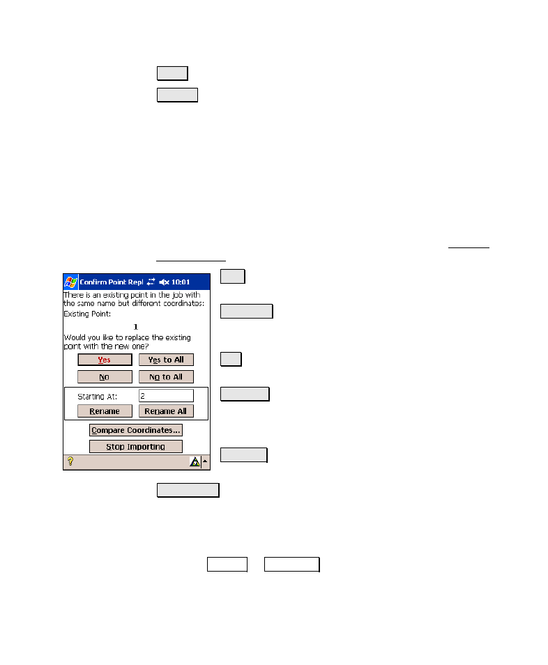 Confirm point replace | Spectra Precision Survey Pro v4.6 Recon-Nomad Reference Manual User Manual | Page 29 / 481