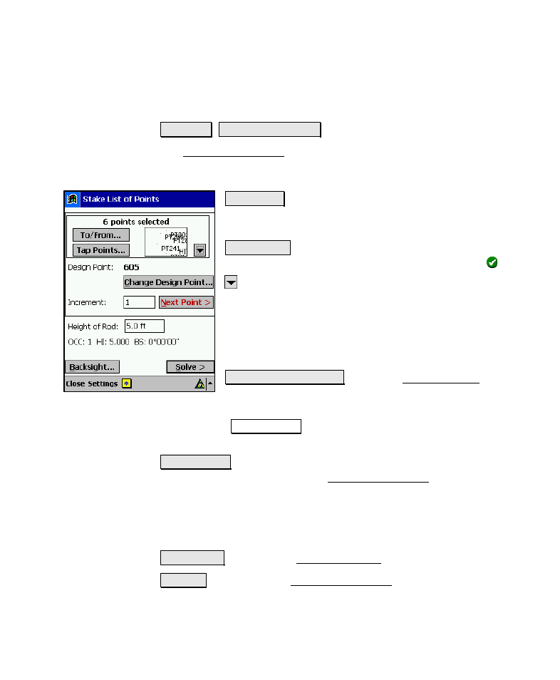 Stake list of points screen | Spectra Precision Survey Pro v4.6 Recon-Nomad Reference Manual User Manual | Page 293 / 481