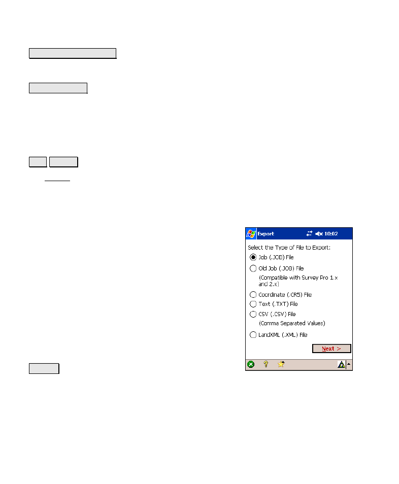 Export | Spectra Precision Survey Pro v4.6 Recon-Nomad Reference Manual User Manual | Page 30 / 481