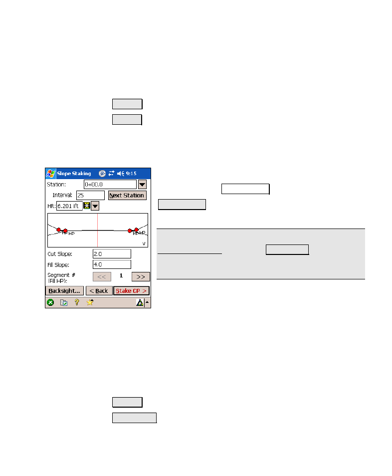 Slope staking – screen three | Spectra Precision Survey Pro v4.6 Recon-Nomad Reference Manual User Manual | Page 307 / 481