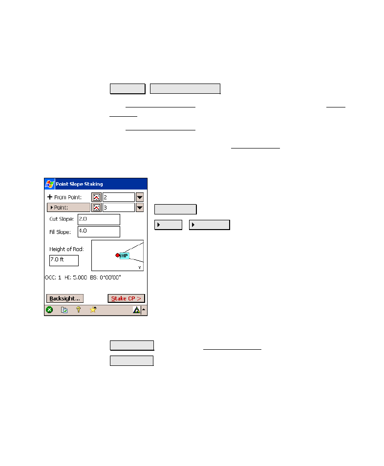 Point slope staking | Spectra Precision Survey Pro v4.6 Recon-Nomad Reference Manual User Manual | Page 313 / 481