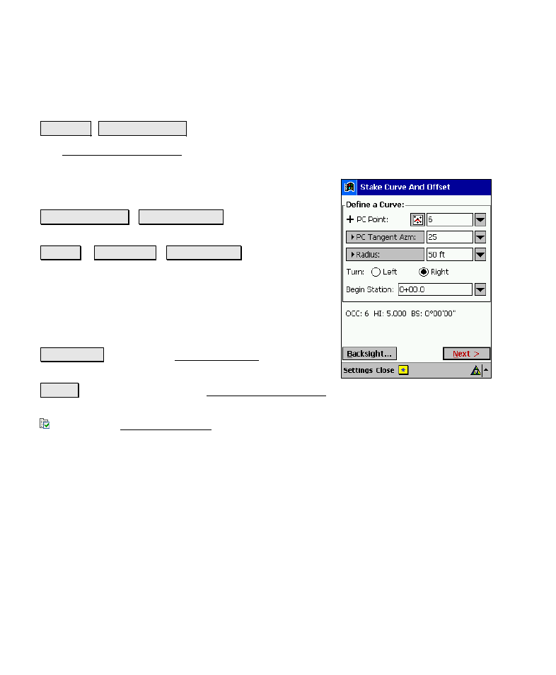 Stake curve and offset | Spectra Precision Survey Pro v4.6 Recon-Nomad Reference Manual User Manual | Page 320 / 481