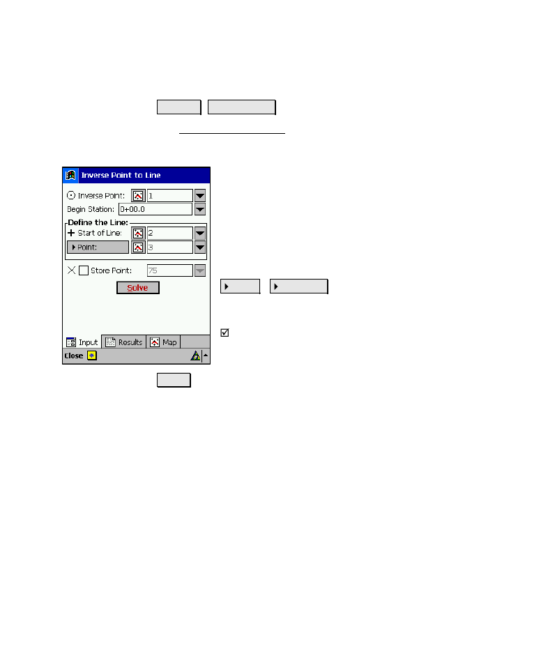 Inverse point to line, Results | Spectra Precision Survey Pro v4.6 Recon-Nomad Reference Manual User Manual | Page 363 / 481