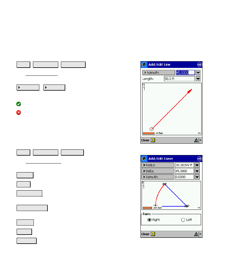 Add / edit line, Add / edit curve | Spectra Precision Survey Pro v4.6 Recon-Nomad Reference Manual User Manual | Page 380 / 481