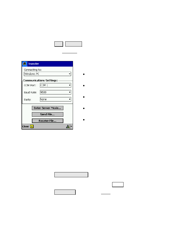 Transfer | Spectra Precision Survey Pro v4.6 Recon-Nomad Reference Manual User Manual | Page 39 / 481