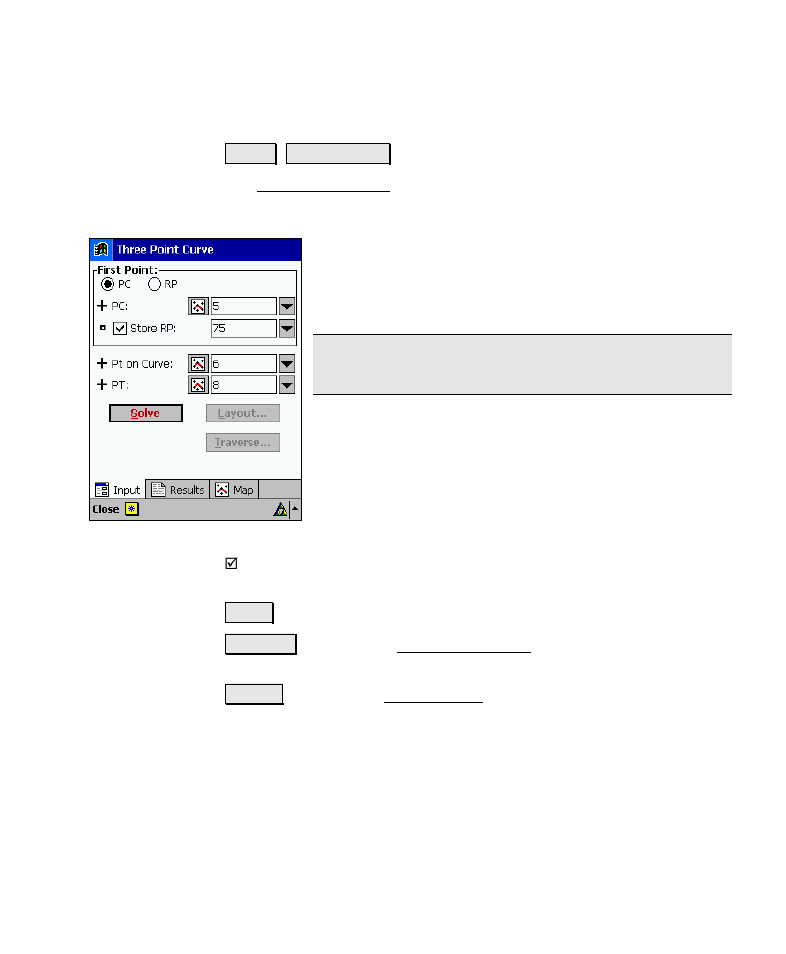 Three point curve, Results | Spectra Precision Survey Pro v4.6 Recon-Nomad Reference Manual User Manual | Page 393 / 481