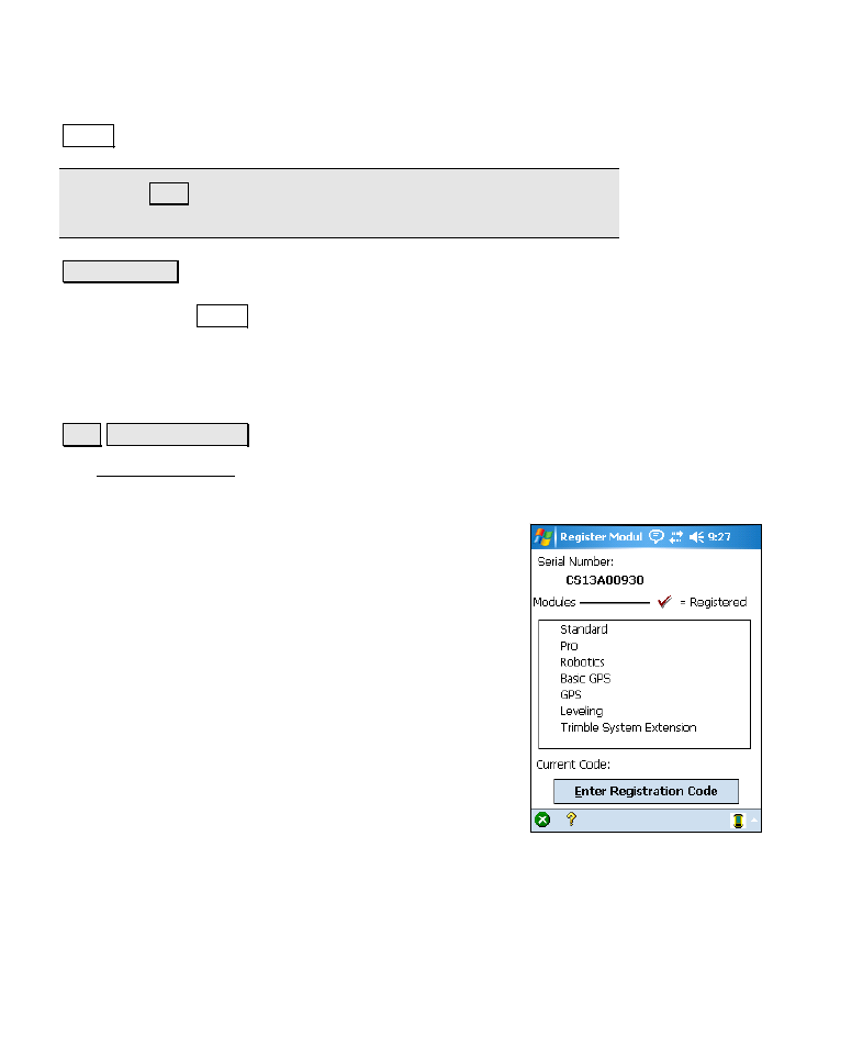 Register modules | Spectra Precision Survey Pro v4.6 Recon-Nomad Reference Manual User Manual | Page 40 / 481