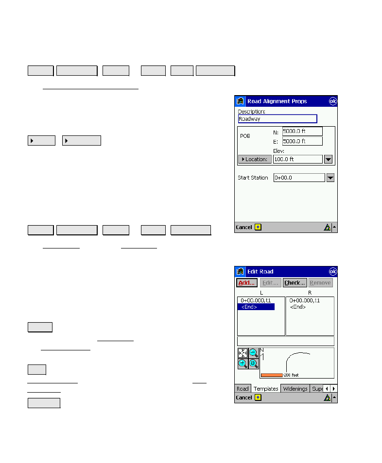 Road alignment properties screen, The templates card | Spectra Precision Survey Pro v4.6 Recon-Nomad Reference Manual User Manual | Page 422 / 481