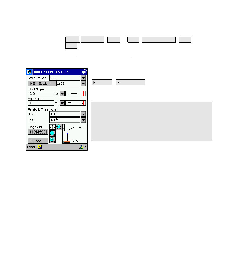 Add / edit super elevation screen | Spectra Precision Survey Pro v4.6 Recon-Nomad Reference Manual User Manual | Page 427 / 481