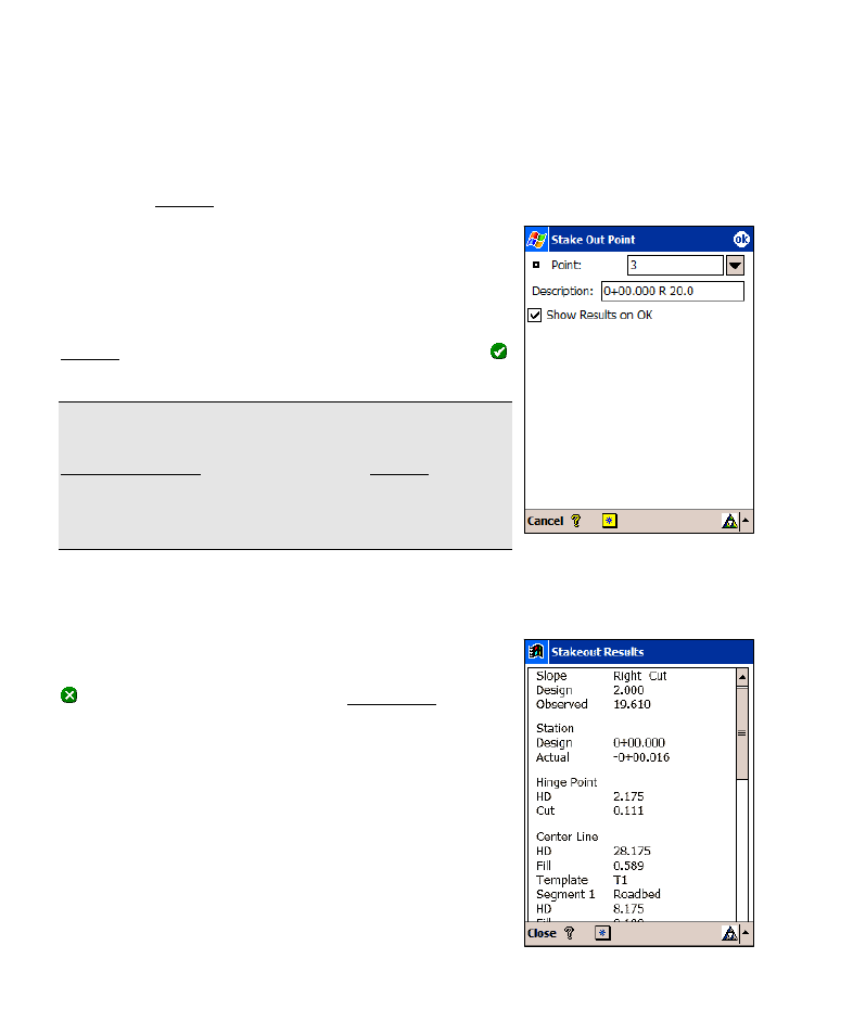 Stake road – screen five, Stake road – stakeout results | Spectra Precision Survey Pro v4.6 Recon-Nomad Reference Manual User Manual | Page 434 / 481