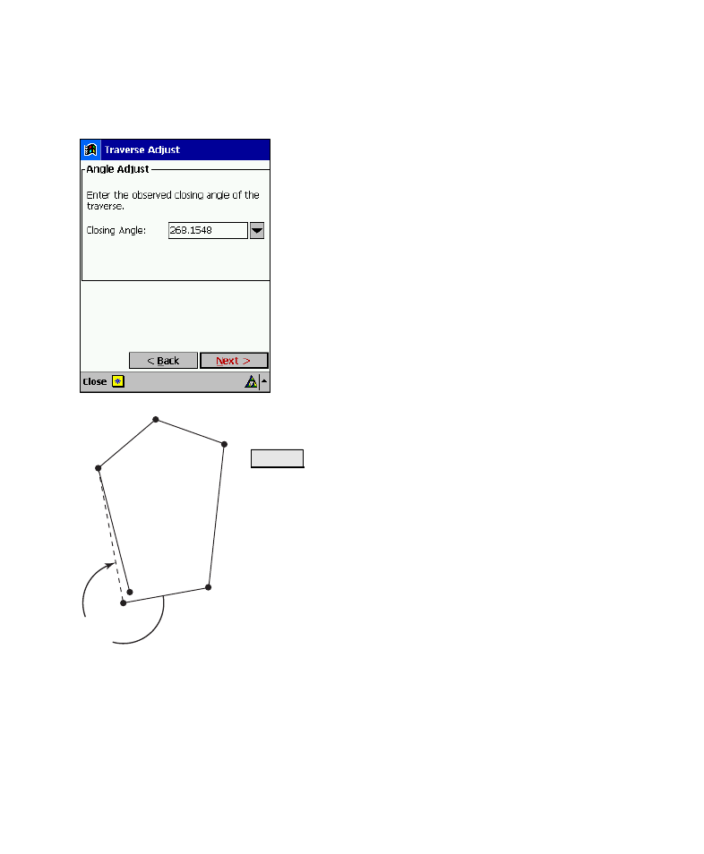 Traverse adjust – angle adjustment | Spectra Precision Survey Pro v4.6 Recon-Nomad Reference Manual User Manual | Page 449 / 481