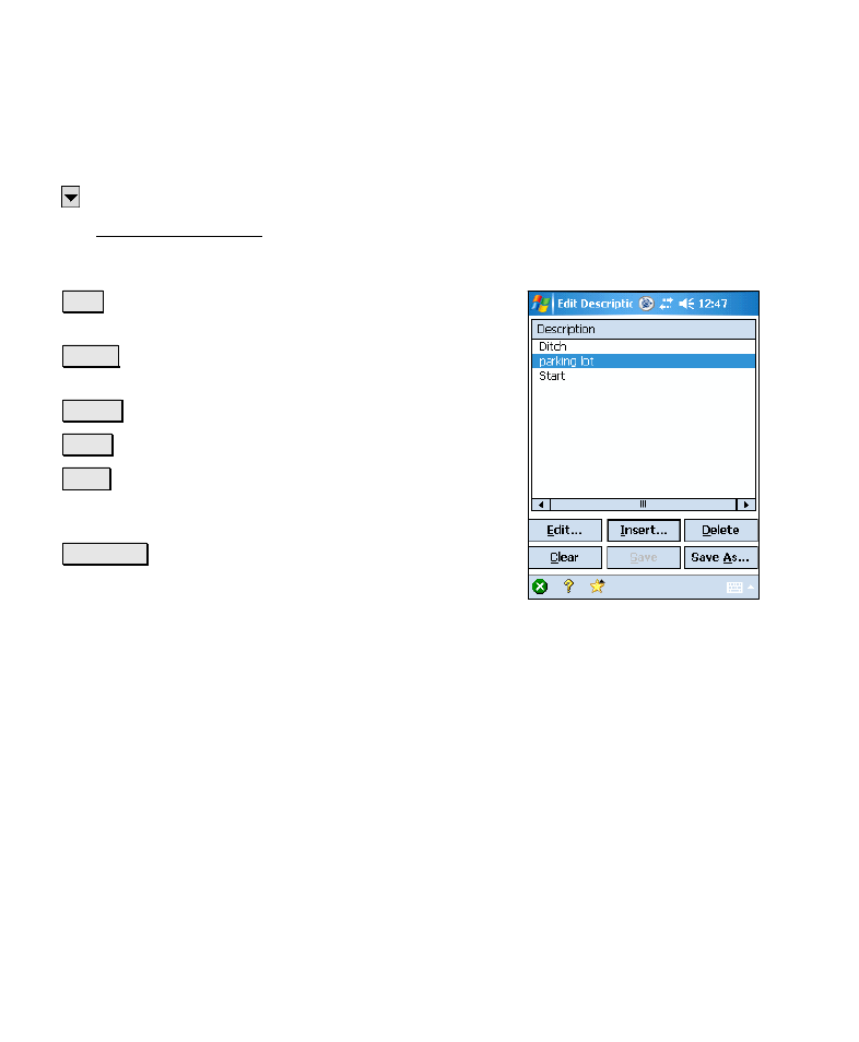 Edit description list | Spectra Precision Survey Pro v4.6 Recon-Nomad Reference Manual User Manual | Page 456 / 481