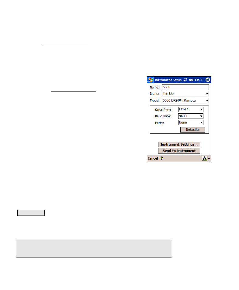 Instrument settings – screen two | Spectra Precision Survey Pro v4.6 Recon-Nomad Reference Manual User Manual | Page 46 / 481