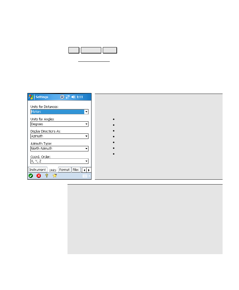 Units settings | Spectra Precision Survey Pro v4.6 Recon-Nomad Reference Manual User Manual | Page 49 / 481