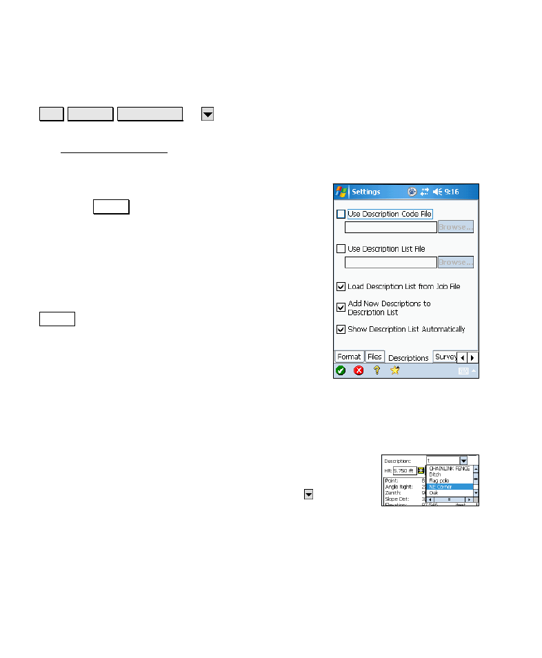 Descriptions settings | Spectra Precision Survey Pro v4.6 Recon-Nomad Reference Manual User Manual | Page 52 / 481