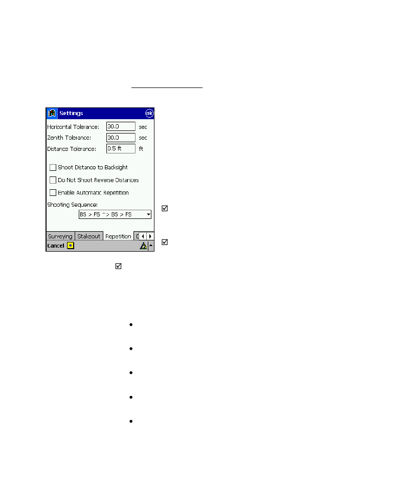 Repetition settings | Spectra Precision Survey Pro v4.6 Recon-Nomad Reference Manual User Manual | Page 63 / 481