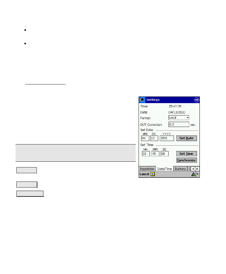 Date/time settings | Spectra Precision Survey Pro v4.6 Recon-Nomad Reference Manual User Manual | Page 64 / 481