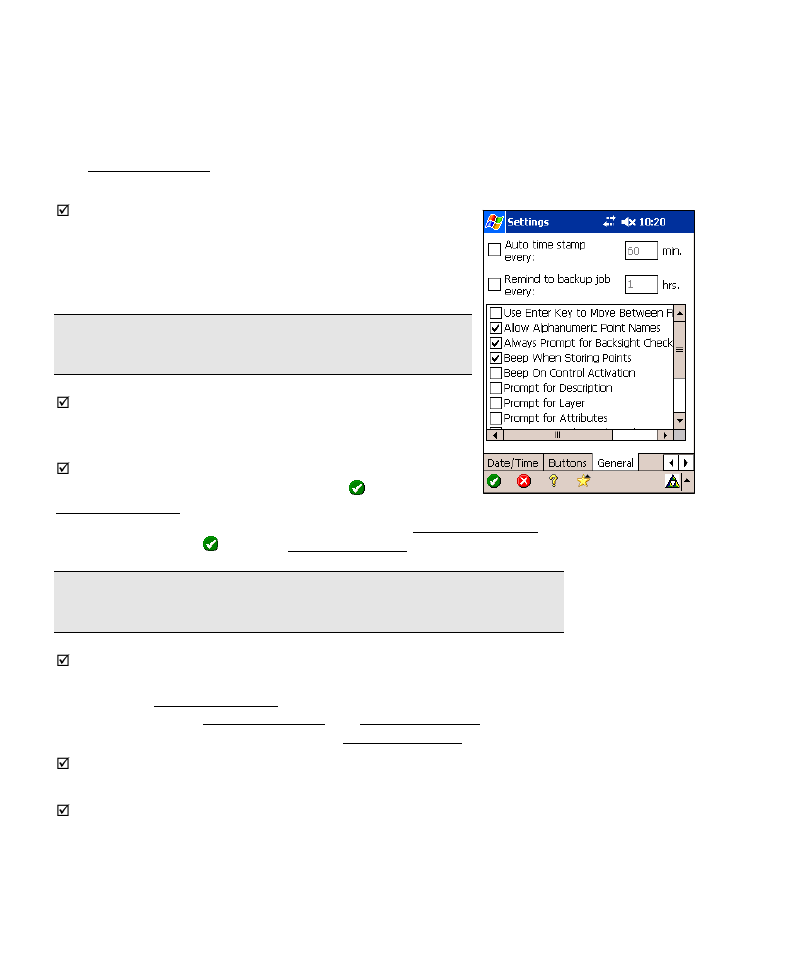 General settings | Spectra Precision Survey Pro v4.6 Recon-Nomad Reference Manual User Manual | Page 66 / 481